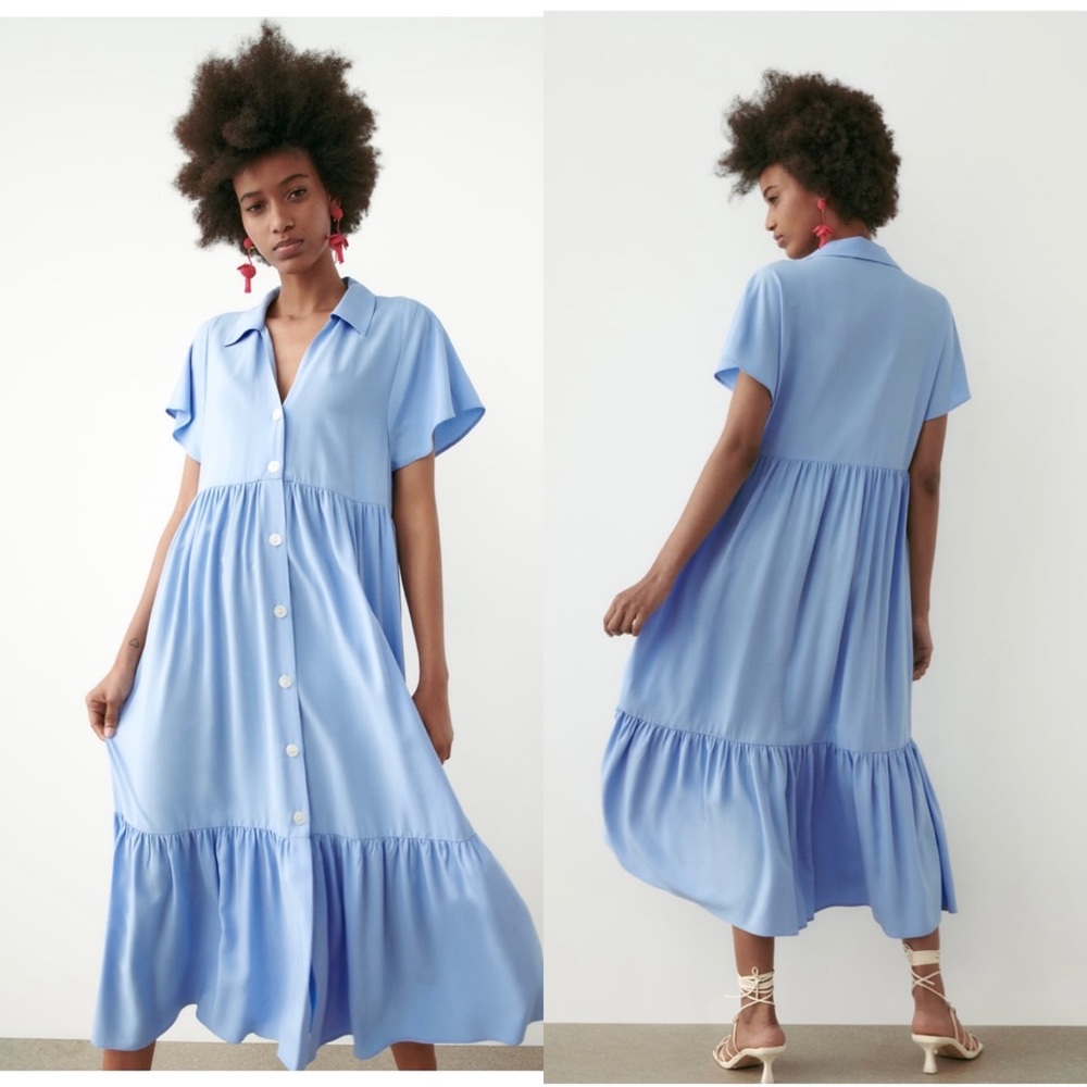 NEW ZARA TIERED MIDI DRESS